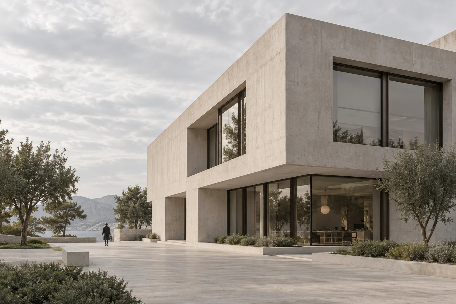Contemporary pale concrete architecture